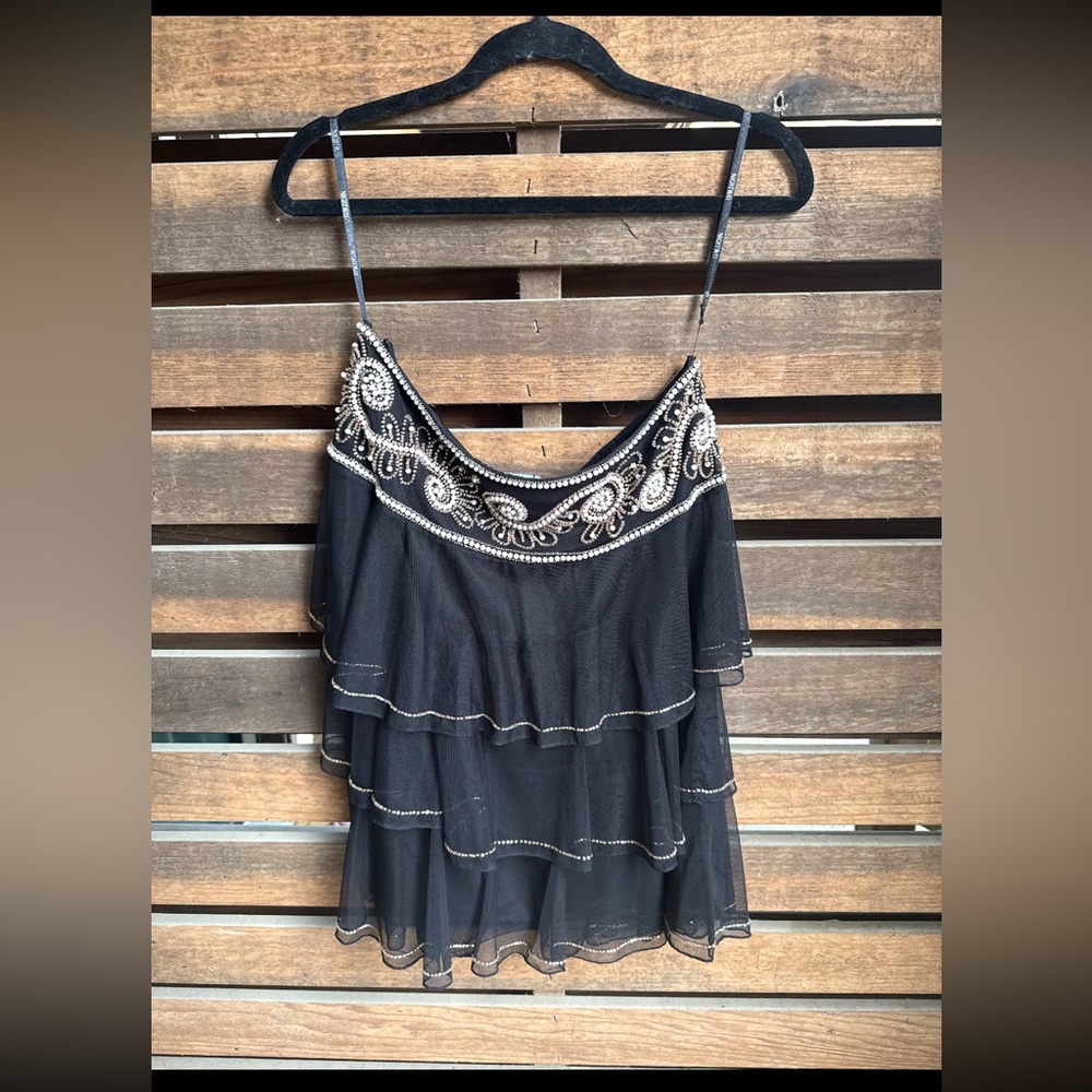 Elegant Black Beaded Women's Skirt